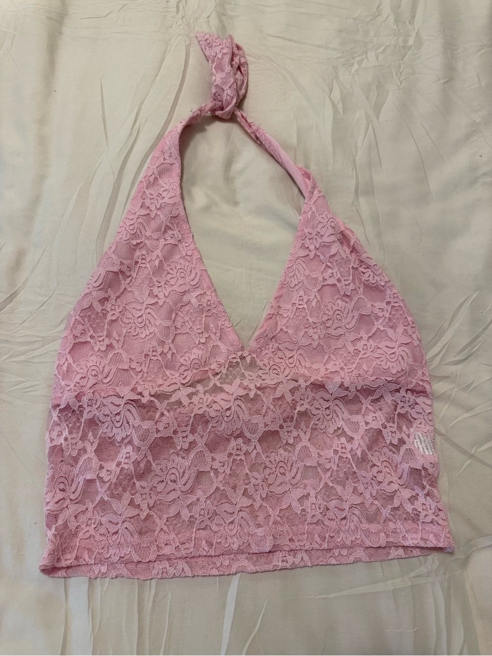 SHEIN Pink Lace Halter Bandeau